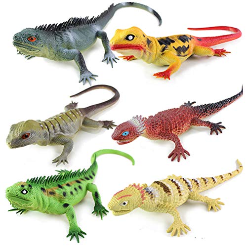 FLORMOON Juguetes de lagartos 6 unids 37cm Realista Figura de Lagarto Mini Juego de Lagarto de Goma Set de Regalo Educativo de cumpleaños de Juguetes educativos para niños