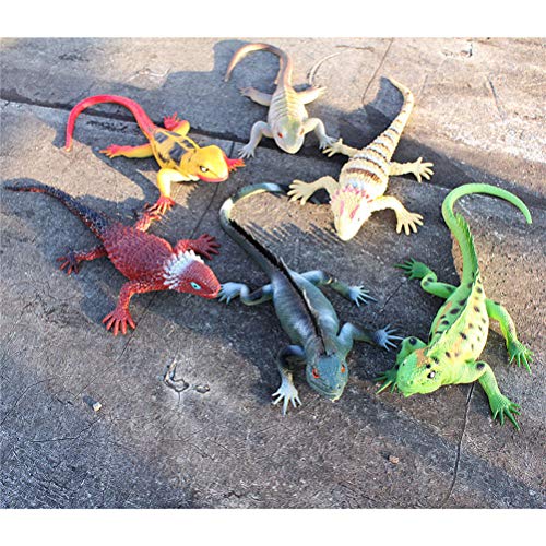 FLORMOON Juguetes de lagartos 6 unids 37cm Realista Figura de Lagarto Mini Juego de Lagarto de Goma Set de Regalo Educativo de cumpleaños de Juguetes educativos para niños