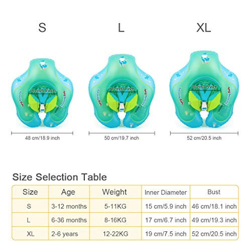 Flotador de Natación para Bebés con Asiento Anillo,Bebé Recién Nacido Aprende a Nadar Entrenador Inflable Flotador Ajustable para Piscinas para Bebés,Anillo de Natación para Bebés(6-36 Meses,L)