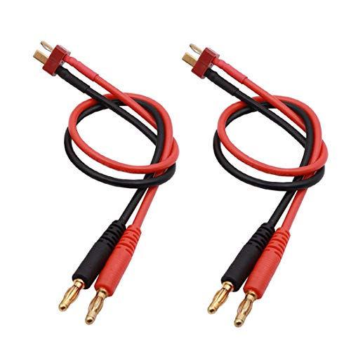 FLY RC 2-Pack Conector Macho Enchufe Deans T a Conector Banana Tipo Bala 4mm 4.0mm Batería Cargador Adaptador de Cable 14awg 30cm Cable