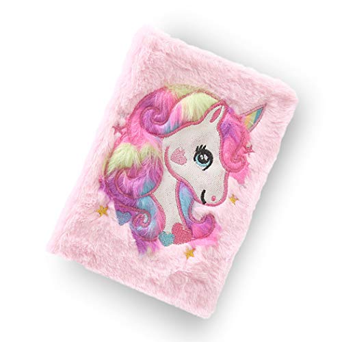 FORLADY Cuaderno Unicornio de Felpa Libretas Bonitas Diario de Niña Rosa Claro