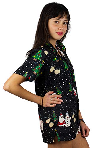 Funky Camisa Hawaiana Navidad, Christmas Buddys, Black, S