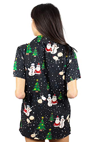 Funky Camisa Hawaiana Navidad, Christmas Buddys, Black, S