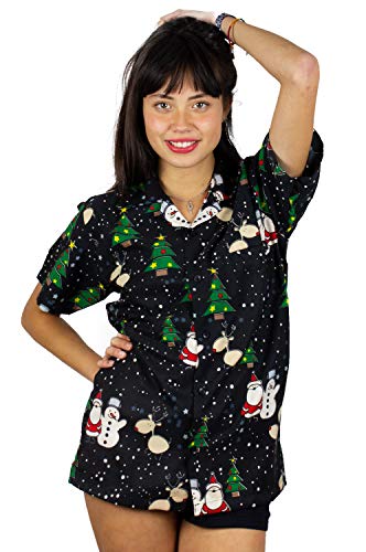 Funky Camisa Hawaiana Navidad, Christmas Buddys, Black, S