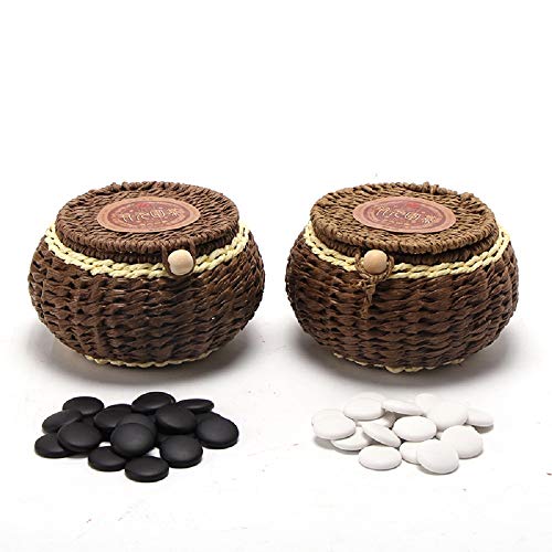 FunnyGoo Juego de ajedrez Go con 361 Piedras exquisitas de cerámica en latas de Trenza Tejidas a Mano + Tablero de Juego Go