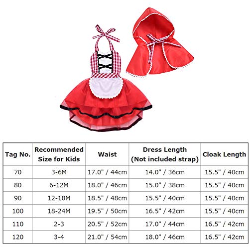 FYMNSI Niña Bebé Disfraz de Caperucita Roja con Capa Cuento de Hadas Little Disfraz de Equitación para Halloween Carnaval Cosplay Navidad Fiesta de Cumpleaños Fotografía Vestirse 3-4 años