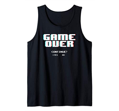 Game Over Continue Cool Pixel Glitch Funny Retro Arcade Gift Camiseta sin Mangas