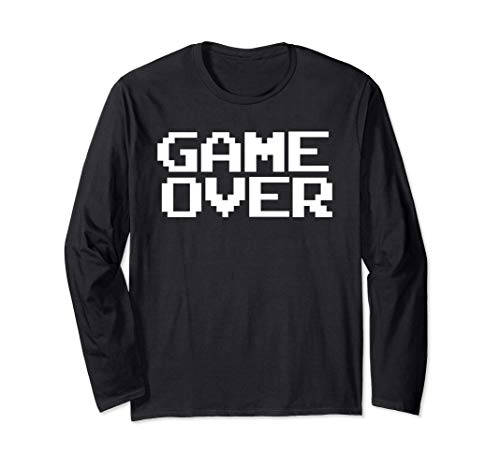 Game Over Video Games Retro Vintage 1980s Player Gift Gamer Manga Larga