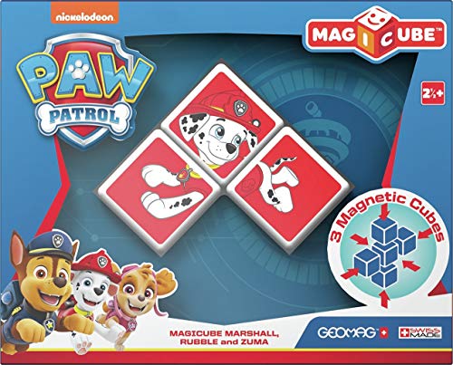 Geomag Magicube Paw Patrol 078, Marshall, Rubble y Zuma, construcciones magnéticas, 3 Cubos (La Patrulla Canina), Multicolor (MAW01000)