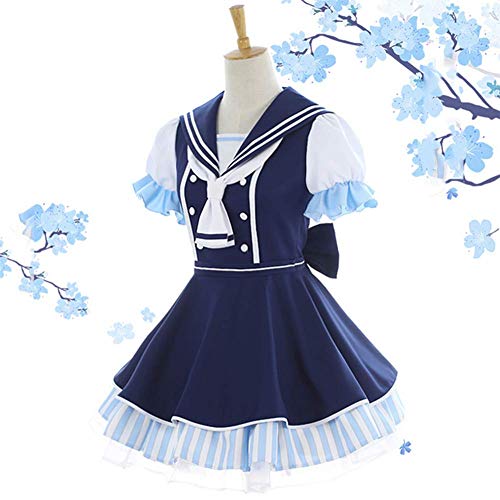 GGOODD Anime LoveLive! Honoka Kousaka Cosplay Costume Halloween Carnaval Trajes De Escenario Mujer Azul Oscuro Traje De Marinero Uniforme Set,Azul,M