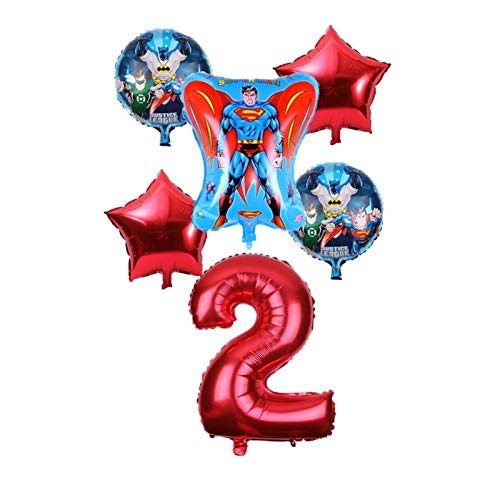 Globo 6 unids 32 Pulgadas Número Batman Superman Aluminio Globos Baby Shower Girl Boy Boy Precioso Juguetes Feliz Cumpleaños (Color : 2)