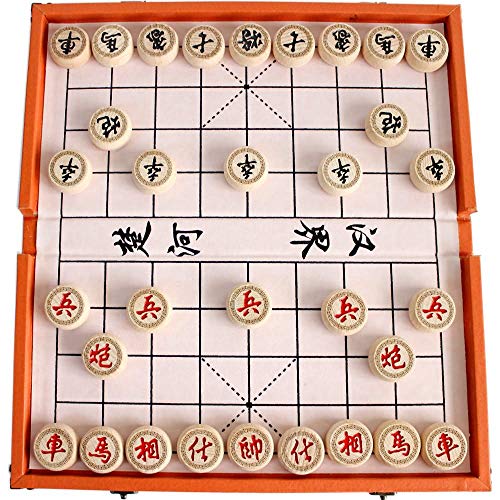 Gobus Juego de ajedrez Chino en una Caja Plegable Juegos de Viaje Juegos de Xiangqi Juegos de Mesa fantásticos para Principiantes y Jugadores de ajedrez (Color de la Caja de Cuero al Azar)