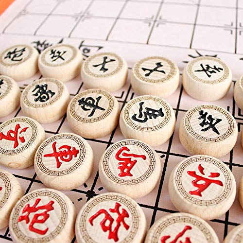 Gobus Juego de ajedrez Chino en una Caja Plegable Juegos de Viaje Juegos de Xiangqi Juegos de Mesa fantásticos para Principiantes y Jugadores de ajedrez (Color de la Caja de Cuero al Azar)