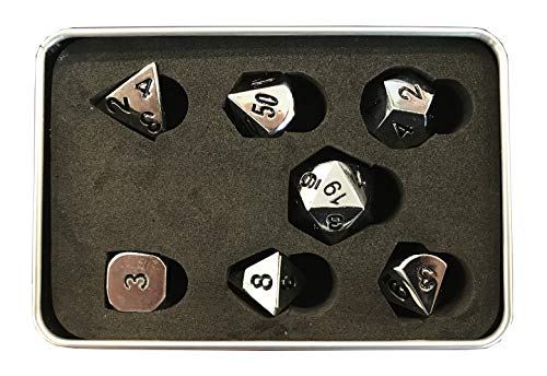 God Player - Metal Dice Set for Role Play Games - Silver Color - Ideal for Dungeon & Dragons D&D DED Pathfinder Cthulhu Dragonlance