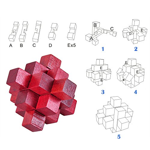 Gracelaza 18 Piezas Juguetes Rompecabezas de Madera Caja Set - IQ Juguete Educativo - 3D Brain Teaser Puzzle de Madera - Juego Niños y Adolescentes