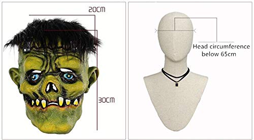 Halloween Masks Scary Green Monster Masks Adult Horror Costume Party Cosplay Props Head Mask for Adults and Kids Latex Horror