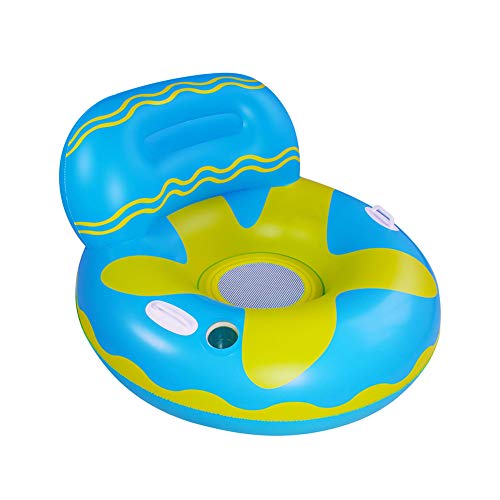 Hamaca Flotante,Anillo de natación para Adultos, balsa Flotante Inflable,Anillo de natación Inflable con Respaldo y Soporte para Bebidas,Playa Fiestas Juguetes inflables para Adultos niños