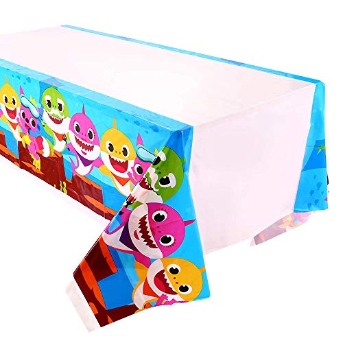 HASAKA Mantel de plástico de tiburón, Mantel desechable para Videojuegos, Suministros para Fiestas de cumpleaños, Decoraciones para niños, niños mesas rectangulares Paquete de 2