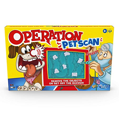 Hasbro Operation Pet Scan Board Game for 2 or More Players, Kids Ages 6 and Up, with Silly Sounds, Remove The Objects or Get The Buzzer