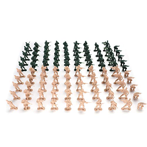 Hautton Juegos Militares de Figuras (100 Piezas), Ejército Militar Serie de Modelos Juguetes de Soldados, Tanque, Avión, Bandera, Cerca, Otros Accesorios de Campo Batalla Regalo Ideal para Niños…