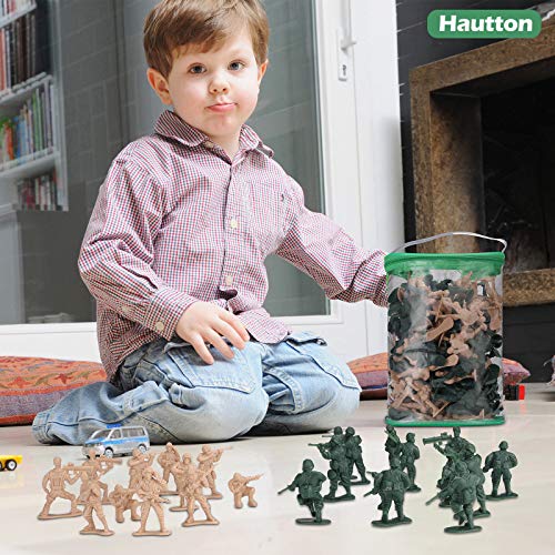 Hautton Juegos Militares de Figuras (100 Piezas), Ejército Militar Serie de Modelos Juguetes de Soldados, Tanque, Avión, Bandera, Cerca, Otros Accesorios de Campo Batalla Regalo Ideal para Niños…