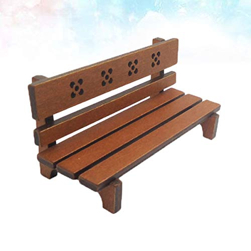 Healifty Muebles de casa de muñecas de Madera Mini Silla de Banco de Parque de Madera para Accesorios de jardín para el hogar Paisaje en Miniatura niños juegan Juguete Regalo (marrón)