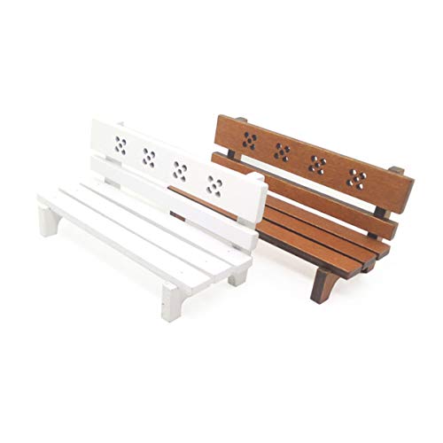 Healifty Muebles de casa de muñecas de Madera Mini Silla de Banco de Parque de Madera para Accesorios de jardín para el hogar Paisaje en Miniatura niños juegan Juguete Regalo (marrón)