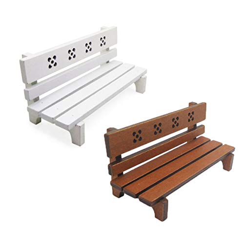 Healifty Muebles de casa de muñecas de Madera Mini Silla de Banco de Parque de Madera para Accesorios de jardín para el hogar Paisaje en Miniatura niños juegan Juguete Regalo (marrón)