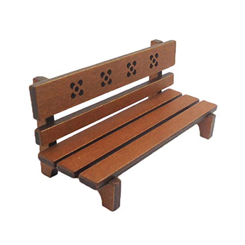 Healifty Muebles de casa de muñecas de Madera Mini Silla de Banco de Parque de Madera para Accesorios de jardín para el hogar Paisaje en Miniatura niños juegan Juguete Regalo (marrón)