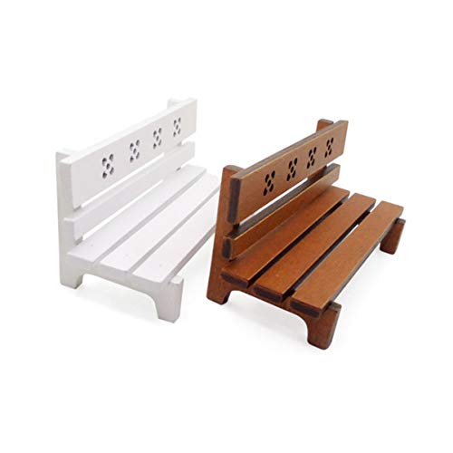 Healifty Muebles de casa de muñecas de Madera Mini Silla de Banco de Parque de Madera para Accesorios de jardín para el hogar Paisaje en Miniatura niños juegan Juguete Regalo (marrón)