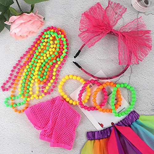 Heqishun 80s Disfraces Accesorios de Disfraces Adultos para Bailar de Disfraces de los 80 Disfraz para Mujeres Niñas 80s Tutú Fantasía Set de Vestuario de 80s Fiesta de los 80