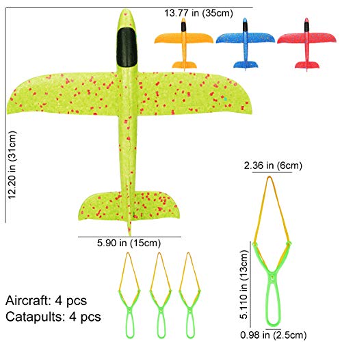 Herefun Planos de Espuma, 4 Pcs Avión Planeador, Planeadores de Espuma, Modelo de Avion Deportes al Aire Libre Volar Juguete, Favores de la Fiesta (A)
