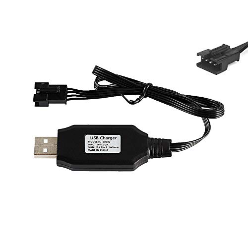 Himoto HSP Cable de carga USB con conector SM-4P de 7,4 V y conector SM-4P para aviones teledirigidos, drones, excavadoras, vehículos, tanques y otros modelos de RC, pieza original de repuesto