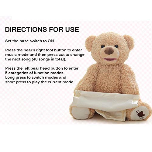 HMLSM Muñeco de Peluche 33cm la Felpa del Oso Juguetes Jugar al escondite Seek Preciosos Animales de Peluche eléctricos Música del Oso Juguete for niña Linda Cristo de los niños