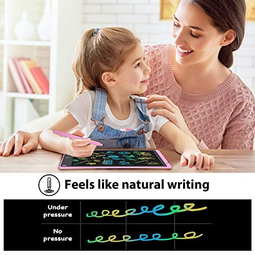 HOMESTEC 12 "Tableta Escritura LCD Color, Pizarra Digital para Apuntar Recordatorios, Escribir o Dibujar-Rosa