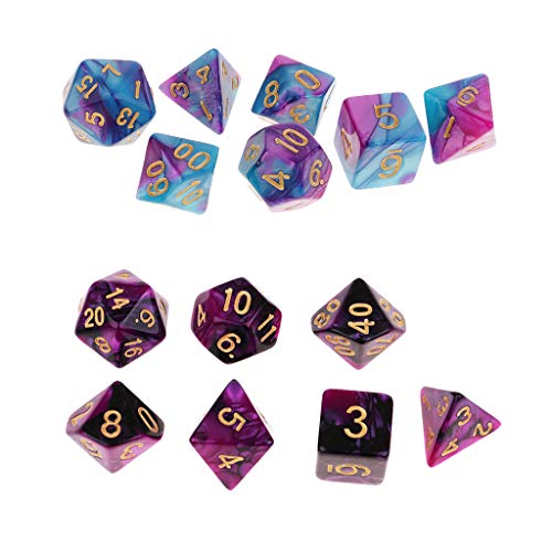 Homyl 14x Dados D20-D4 Dado de Doble Colores para RPG D&D Juego