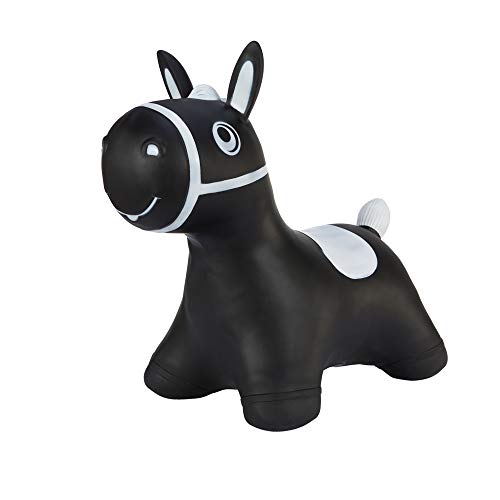 Hoppimals Tootiny, Juguete Hinchable para Saltar y Jugar para Niños Mayores de 1 año, Caballo Negro, Bomba Incluida en Nuestra Caja Regalo. Juguete Duradero Incentivar y Ayudar a Andar.