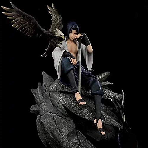 Huhu Naruto Squad Eagle End of Valley Uchiha Sasuke Posición sentada Personaje de Anime Estatuilla Estatua decoración D Animación Modelo de Personaje Colección