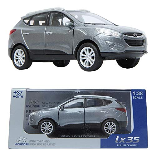 [Hyundai Toys Collation] Mini coche escala 1:38 modelo de fundición a troquel en miniatura único 1-pc para Hyundai Tucson ix35 2010 2011 2012 2013 (plateado elegante)