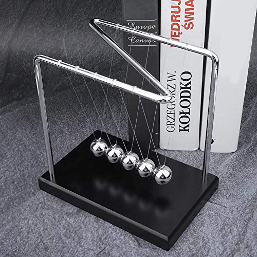 Hztyyier Bola de péndulo, Bolas de Equilibrio de la Cuna de Newton con Base de Madera Bola oscilante de Metal Soporte Z Decoración de la Oficina de la casa