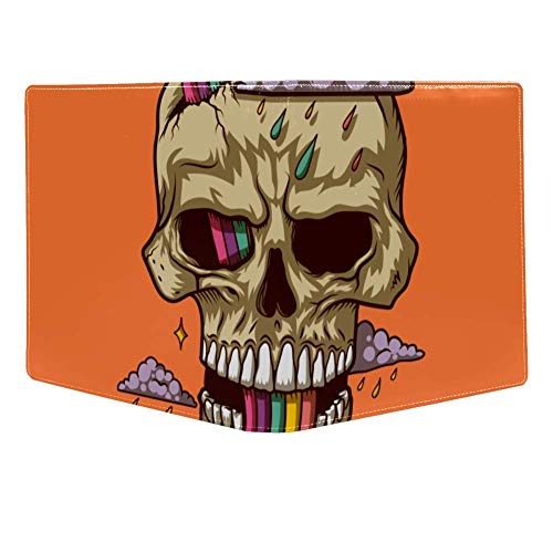 Ilustración vectorial de calavera arcoíris para camiseta, piel sintética, impresión de una cara, cubierta de libro grande de poliéster