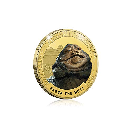 IMPACTO COLECCIONABLES Star Wars Trilogía Original Episodios IV - Vi - Jabba - Moneda / Medalla Conmemorativa acuñada con baño en Oro 24 Quilates y Coloreada a 4 Colores - 44mm