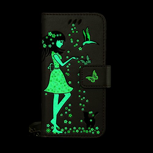 Isaken - Funda protectora de TPU, moderna y luminosa, con LED intermitente, ultra fina, rígida, de gel de silicona, para Samsung Galaxy S6, modelo I Love you roja Samsung Galaxy S6