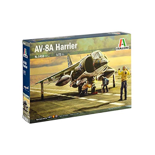 Italeri 1410S AV-8A Harrier-Maqueta de construcción (Escala 1:72), Color Plateado