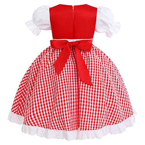 IWEMEK Disfraz de Caperucita Roja Vestido de Princesa tutú con Capa para Niña Bebe Infantil Disfraces de Carnaval Halloween Fiesta Cumpleaños Navidad Trajes Fancy Dress Up Rojo + Blanco 12-18 Meses