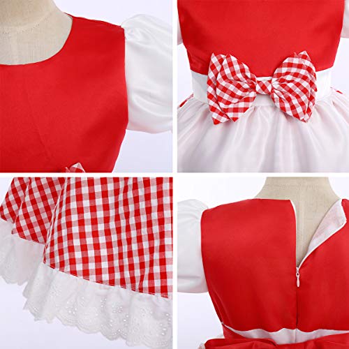 IWEMEK Disfraz de Caperucita Roja Vestido de Princesa tutú con Capa para Niña Bebe Infantil Disfraces de Carnaval Halloween Fiesta Cumpleaños Navidad Trajes Fancy Dress Up Rojo + Blanco 12-18 Meses