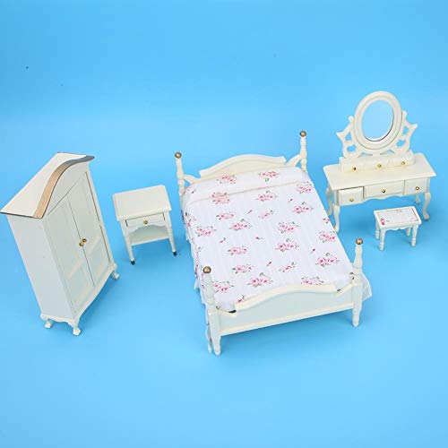 Jacksking Omfortable Hand Touch Feelings, Juego de Muebles de Dormitorio de casa de muñecas, Juego de Dormitorio de casa de muñecas de Madera Resistente de 6 Piezas/Juego, niñas para el hogar, niños