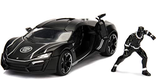 Jada Toys 99723bk LYKAN HYPER SPORT - Coche en miniatura con figura Black Panther, 1/24 DIE CAST Marvel, Negro