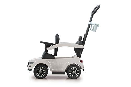 Jamara 460463-Correpasillo VW T-Roc 3en1 Antivuelco, Sonidos, Protección Lateral, Soporte con función de dirección, Portavasos, Apoyapiés Extensible, Color Blanco (460463)