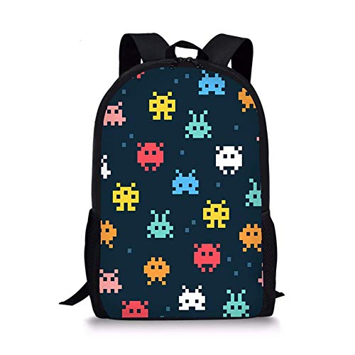 jenny-shop Pixel Kids Backpack School Children Book Bag Mochila Mochila Ligera para niños niñas 17 Pulgadas